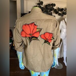 Up cycled khaki & flower